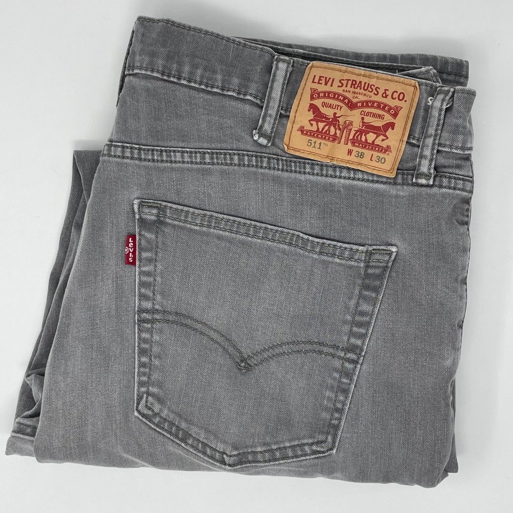 Levis 511 Slim Fit Grey Denim Jeans Mens 38x30 04511-1299